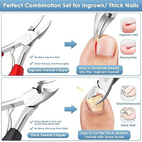 Podiatrist Toenail Clippers, Professional Heavy Duty Ingrown & Thick Toe Nail Clippers For Men & Seniors, Pedicure Tools Kit With Nail Cutter Super Sharp Curved Blade Manicure Tools_voghion.com