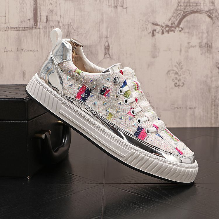 Mocassini bassi con strass per persone pigre, scarpe casual con diamanti pieni, scarpe da uomo basse alla moda con un piede_voghion.com