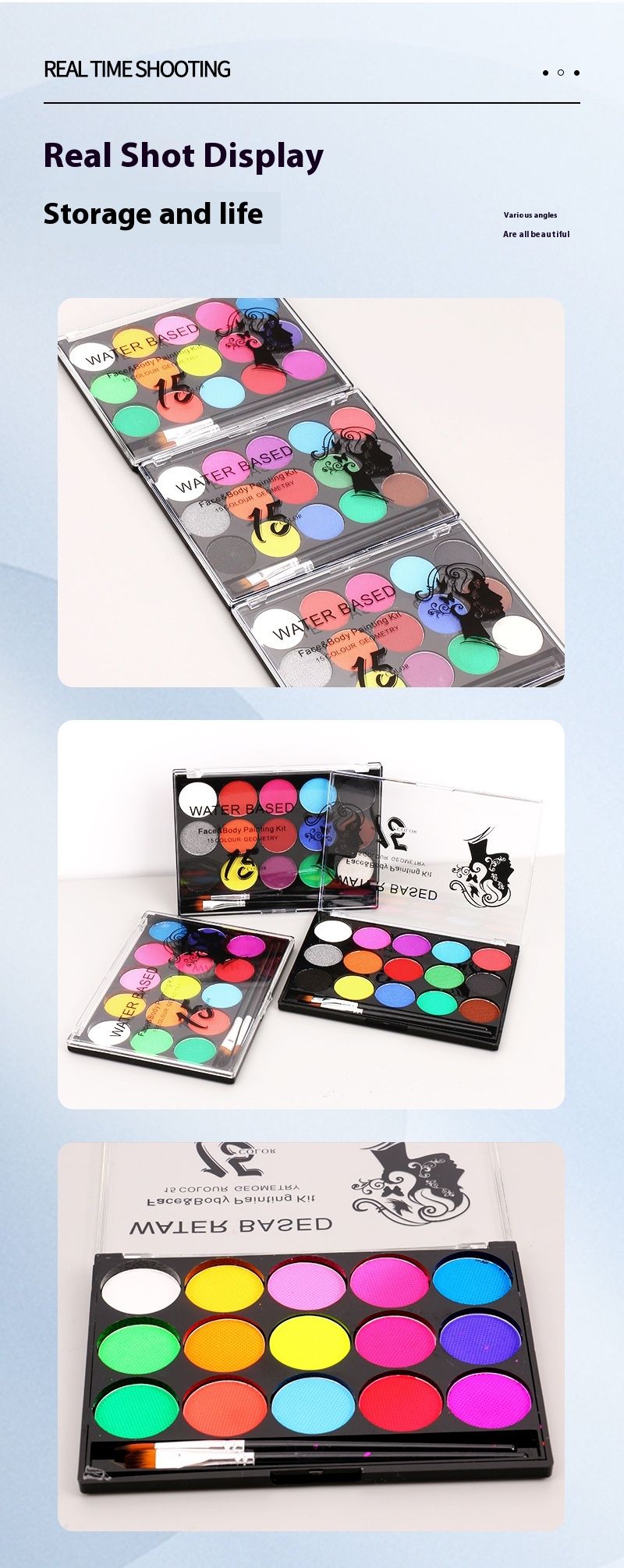 15 Color Water-soluble Face Color Human Body Painting Pigment Model Face Color Halloween Facial Makeup Water-based Face Color_voghion.com