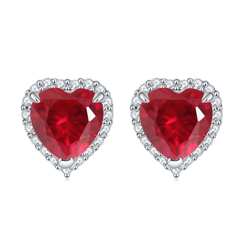 Love Birthstone Ohrringe - Minimalistische Ohrstecker aus S925 Sterlingsilber mit farbigen Edelsteinen (Schmuck als Geschenk zum 12. Monat auf Lager)_voghion.com