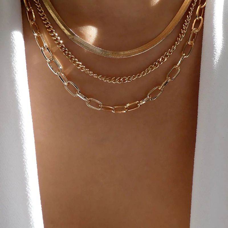 Boho Multilayer Gold Color Metal Snake Chain Clavicle Necklace Ladies 2024 Star Crystal Pendant Necklaces Girls Jewelry_voghion.com