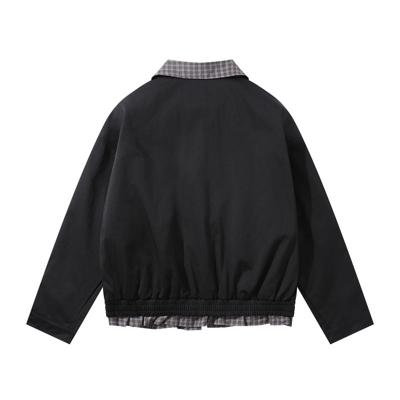 Eon Modish 25 Autunno Nuovo Stile Americano Semplice Versatile Giacca Cappotto Patchwork Scozzese_voghion.com