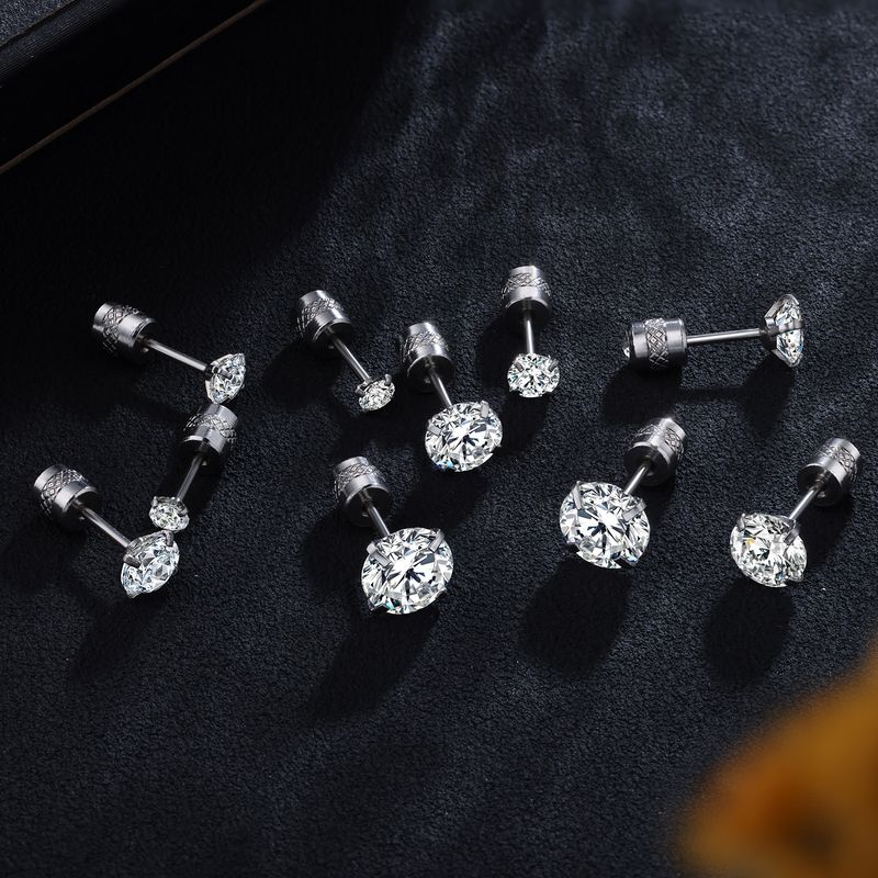Orecchini in acciaio inossidabile con zirconi - Orecchini a 4 griffe con accenti di diamanti, piccoli gioielli alla moda_voghion.com
