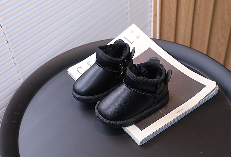 Kinder-Winterstiefel – Warme Baumwoll-Halbschuhe für Jungen und Mädchen (Schwarz/Weiß, Größen 17–28)_voghion.com