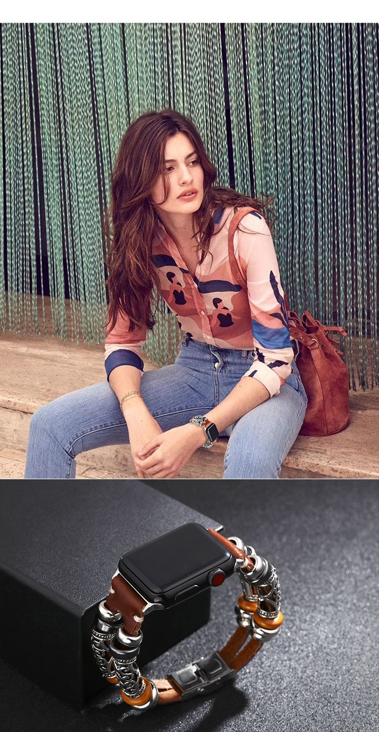 Adecuado para correa de iWatch, pulsera de reloj de cuero genuino, accesorios de reloj inteligente, correa de reloj para hombres_voghion.com