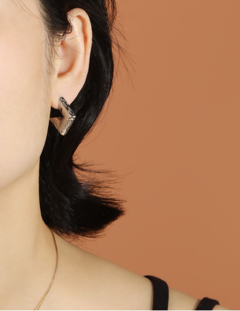 Orecchini esagerati personalizzati in argento sterling S925, alla moda, geometrici, quadrati, a forma di U, eleganti, placcati in oro, da donna_voghion.com
