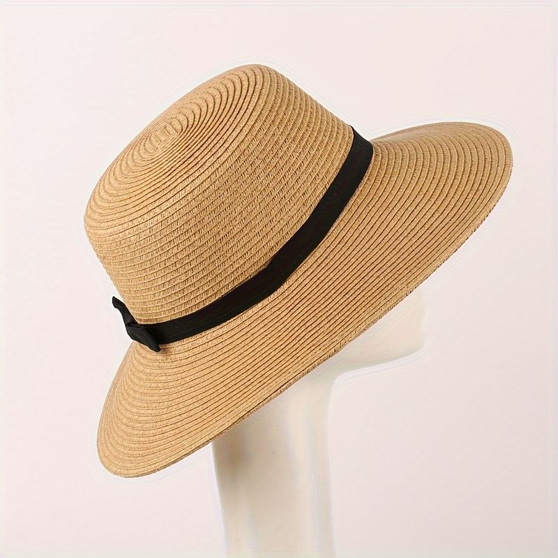Moda francese alla moda Hepburn Hood per bambini estate erba maglia cappello di paglia piatto superiore protezione solare e su_voghion.com