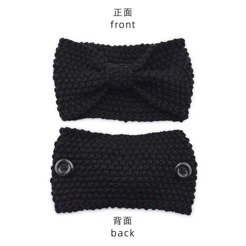 Mask Anti-Strangle Button Knitted Corn Kernel Bowknot Yarn Sports Ear Protection Headband_voghion.com