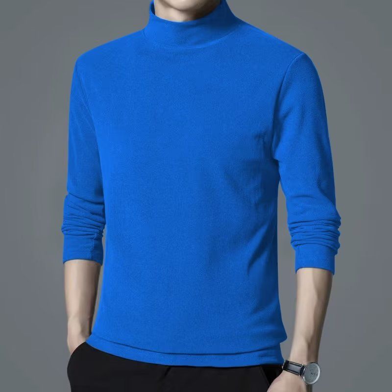 Indossa una maglietta a mezza manica come base, una maglietta interna versatile, alla moda, a collo alto e a maniche lunghe, in tinta unita, casual, autunnale e invernale._voghion.com