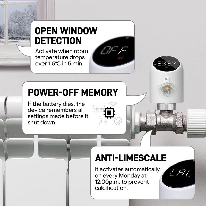 Thermostat de chauffage programmable Smart TRV Thermostat Vae Tuya WIFI Zigbee Radiateur avec Google Home Alexa_voghion.com