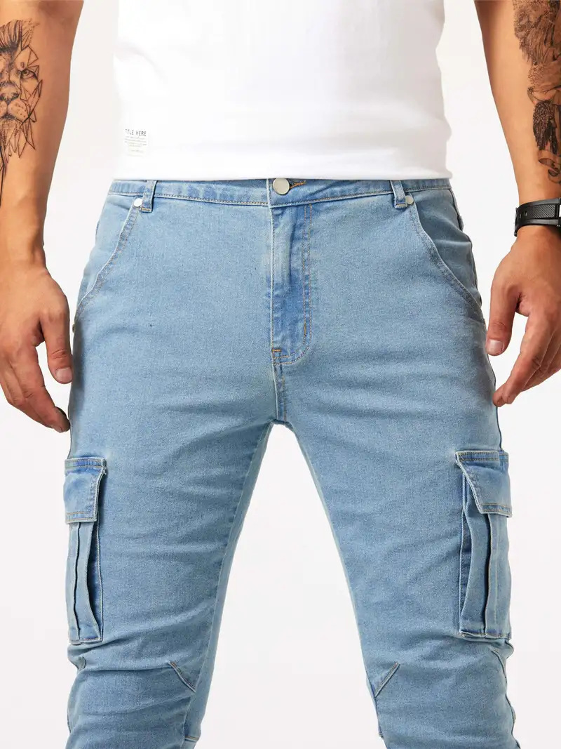 Casual Denim Workwear Herren Multi Bag Hose, Arbeitsschutzose_voghion.com