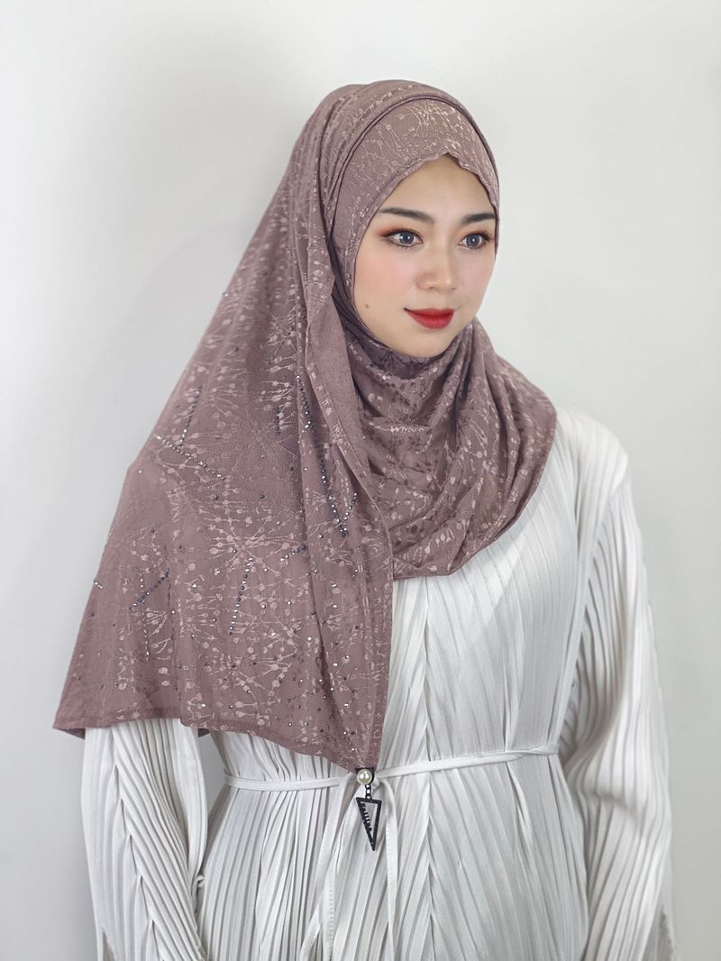 Γυναικεία γυναικεία μαντίλα Hijab με κρεμαστό κασκόλ κασκόλ κασκόλ με γάζα_voghion.com