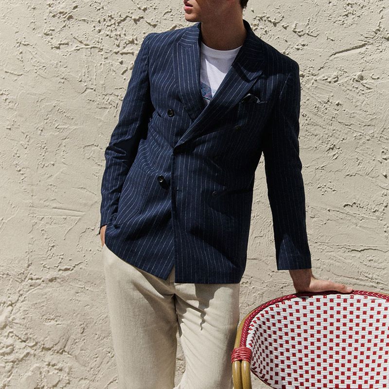 Herren Slim Fit Blazer Winter Business Casual Anzugjacke mit Streifendesign für Büro & Alltag_voghion.com