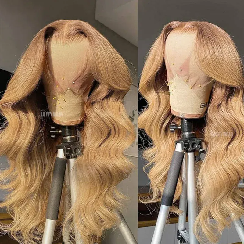 Parrucca in pizzo completo con base in seta e capelli umani, biondo miele, da 24 pollici_voghion.com