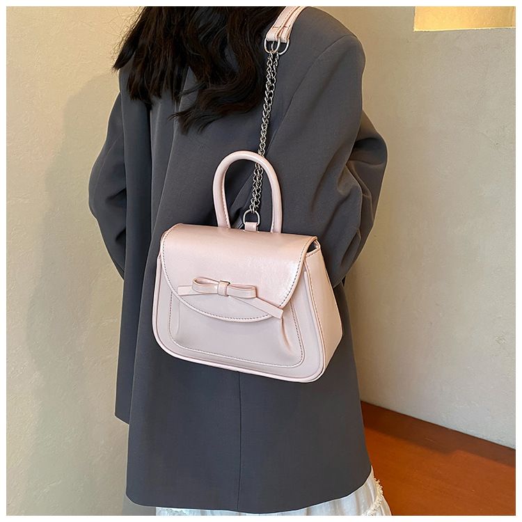 Fashion Pink Bow Backpack for Women, 2024 Autumn/Winter New Collection, Simple and Versatile, Student Backpack, High End_voghion.com