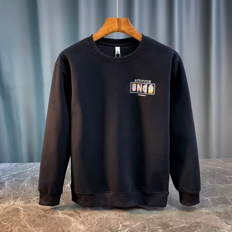 Herrenbekleidung Crewneck Sweat Herren Loose Design Sense Smiley Print Retro Instagram Style Modisches Markenoberteil für Frühling und Herbst_voghion.com