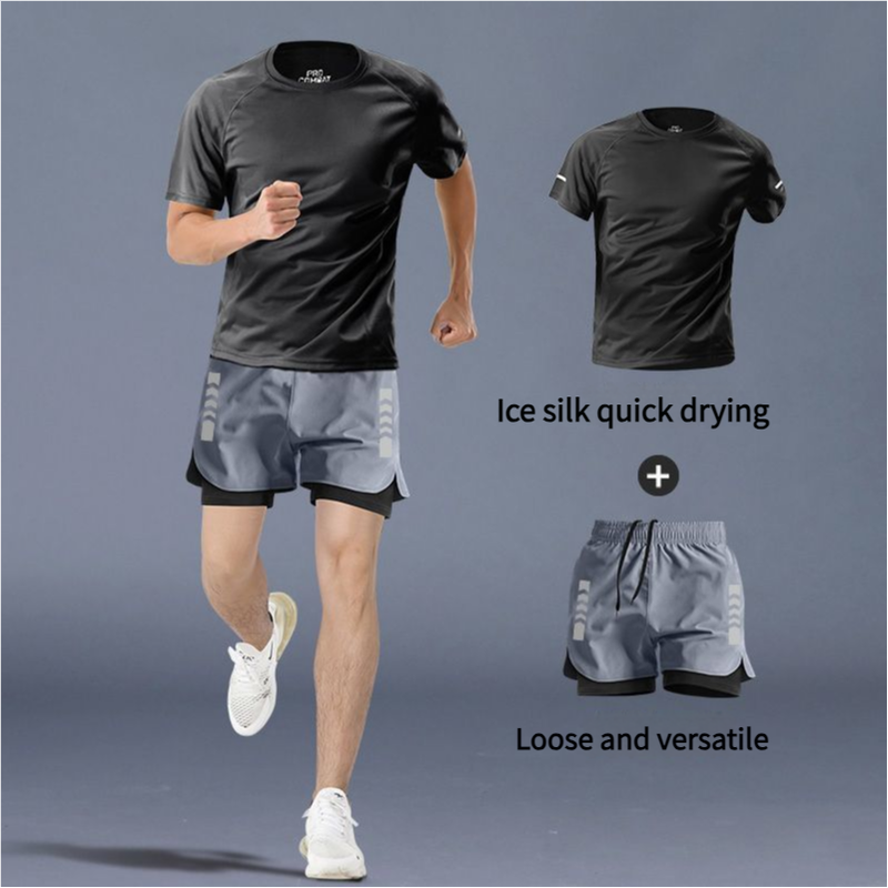 Men's Summer Quick -Dry Fitness Set For Marathon & Track - Field Training_voghion.com