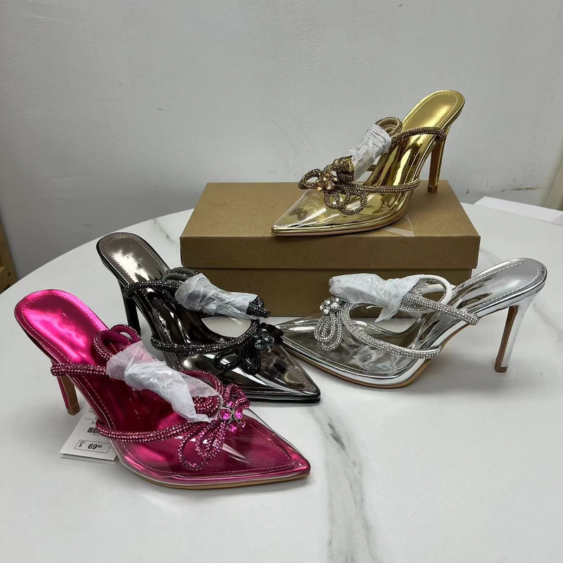 Kadın Ayakkabıları dış ticaret yeni moda yüksek topuk stiletto yay taklidi kadın sandaletleri_voghion.com