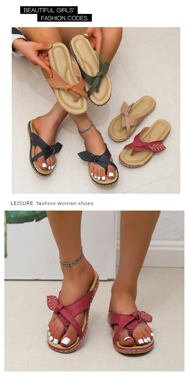 Scarpe da donna di grandi dimensioni a spina di pesce, comode pantofole infradito dal temperamento semplice_voghion.com