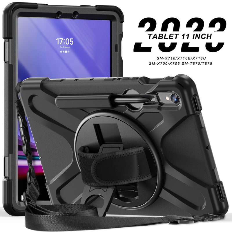Geeignet fir Samsung Tab A9+11 Pirate King Handheld Rotatiounsstativ X210/X216 Schutzhülle fir Tablet mat Riemen_voghion.com