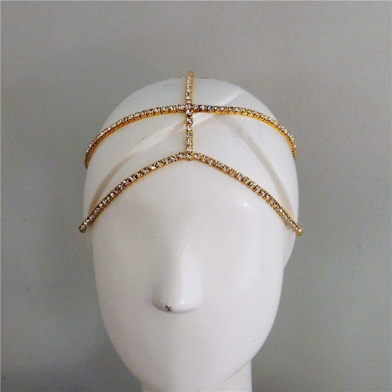 Nya Fashionabla Lyxiga Flerskiktade Brud Enkla Accessoarer Vattendiamant Hårkedja_voghion.com