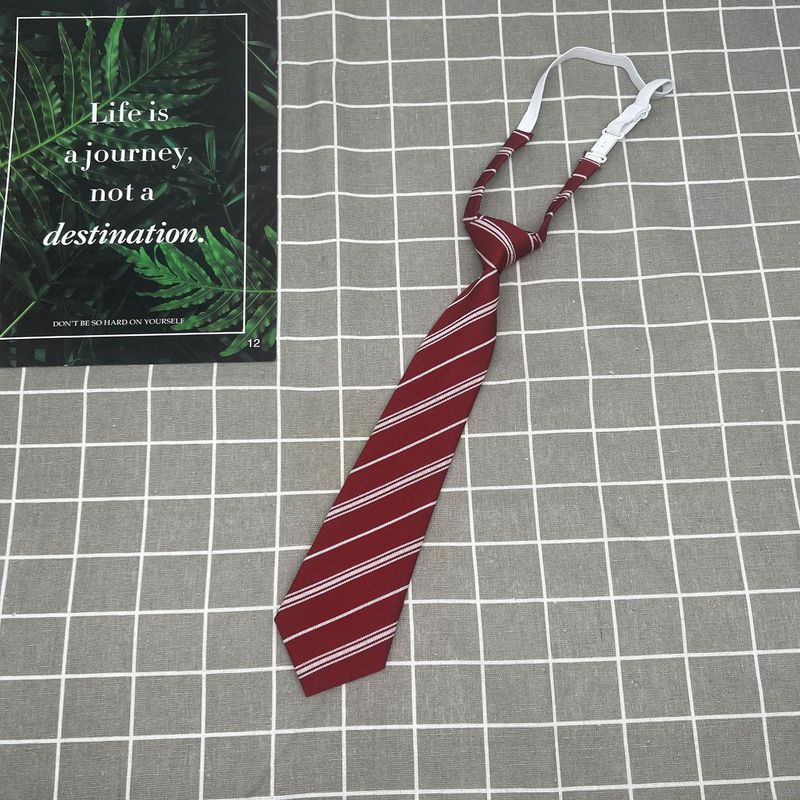 JK Burgunderrot Marineblau Schwarz Gestreifte Krawatte Herrenhemd Dekoration College-Stil Lazy No-Tie Bachelor-Uniform_voghion.com