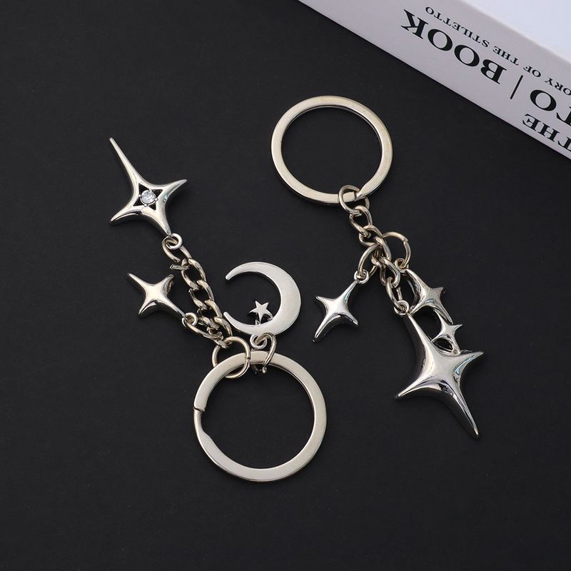 Moon Keychain Lucky Four Stars Tassel Keychain Women's Simple Bag Pendant_voghion.com