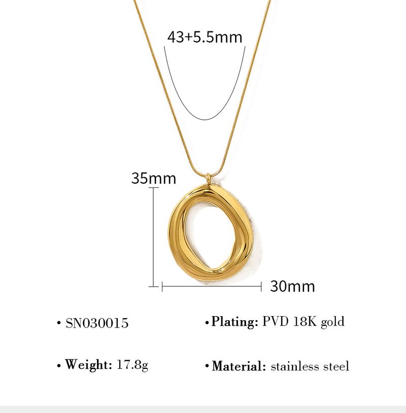 Collier pendentif géométrique tendance en acier inoxydable plaqué or K, simple et brillant, en forme de O_voghion.com