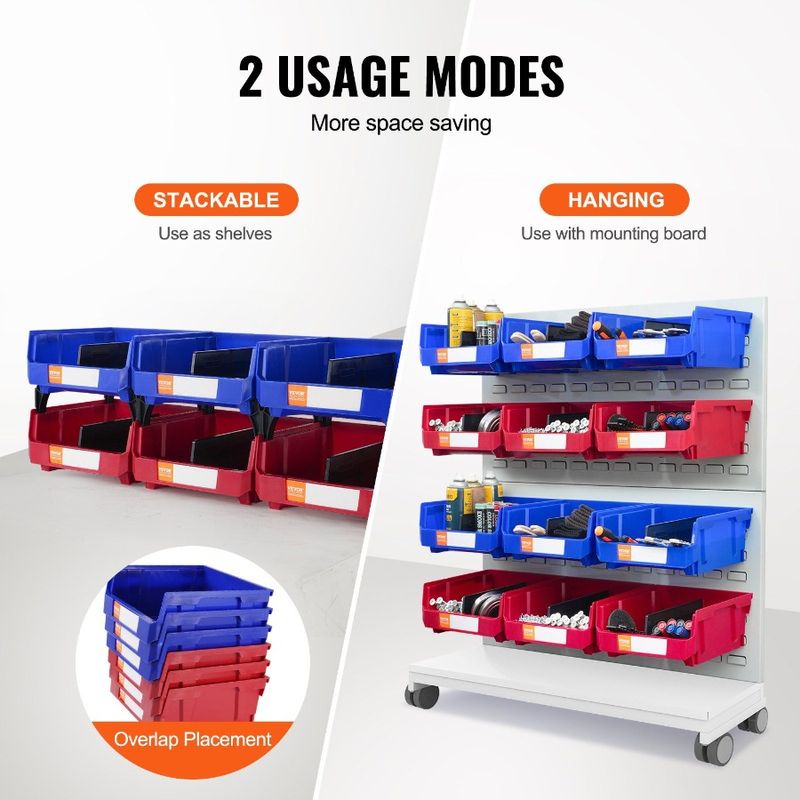 Red X Storage 6Pack Storage 5Inch Heavy Organizer Stackable Bin Stacking Plastic Hanging X Blue Contain Bin 11Inch Duty 11Inch_voghion.com
