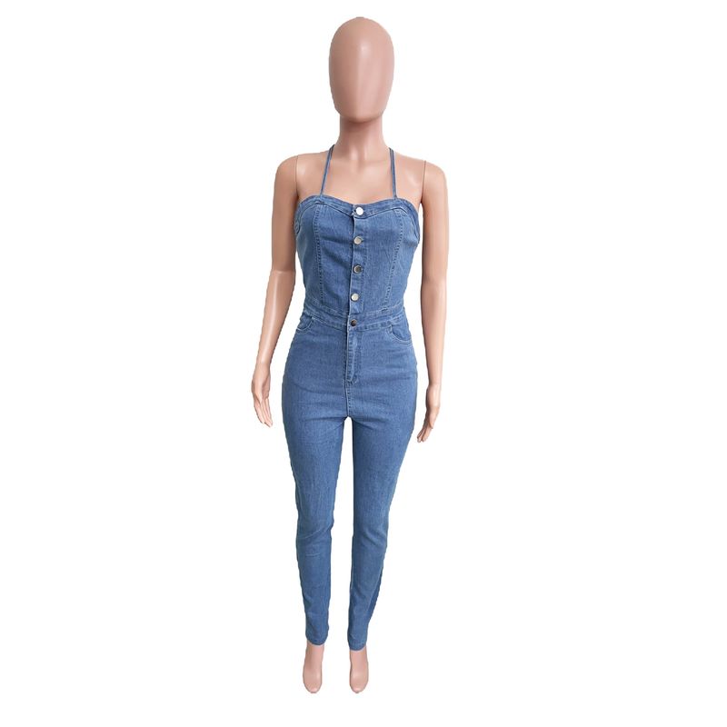 Modischer Slim-Fit-Jeans-Strampler für Damen mit rückenfreiem Verband_voghion.com