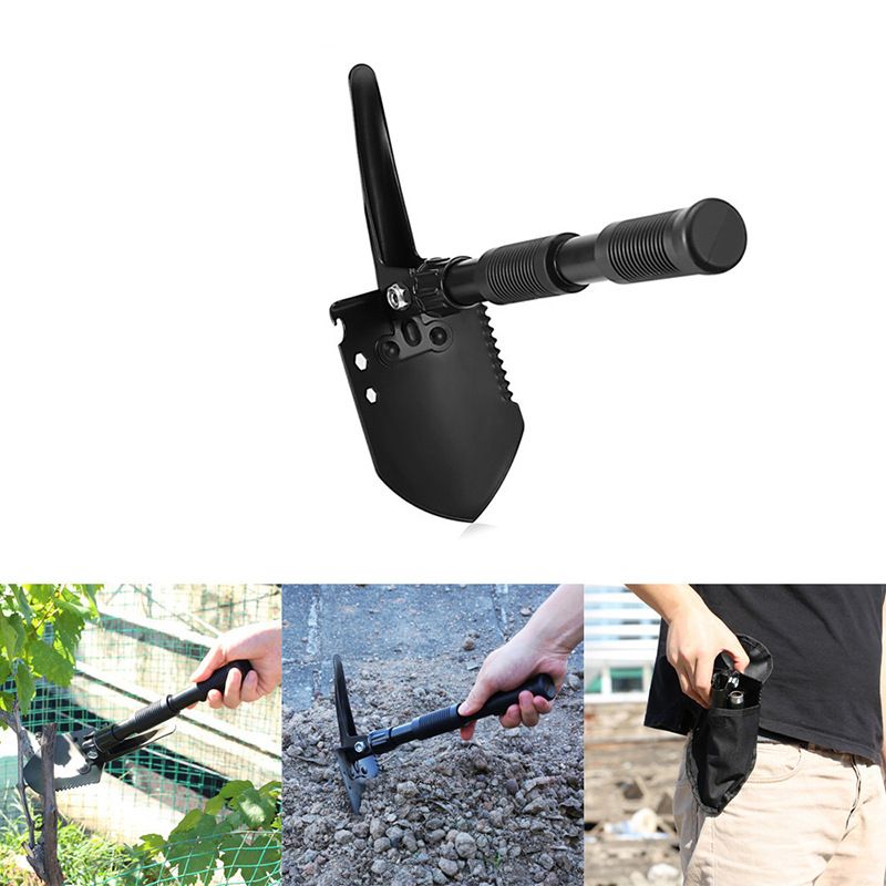 Lopată multifuncțională pentru ingineri, lopată salvatoare, mâner dublu îngroșat, lopată de camping, lopată pliabilă cu trompetă, lopată militară în aer liber_voghion.com