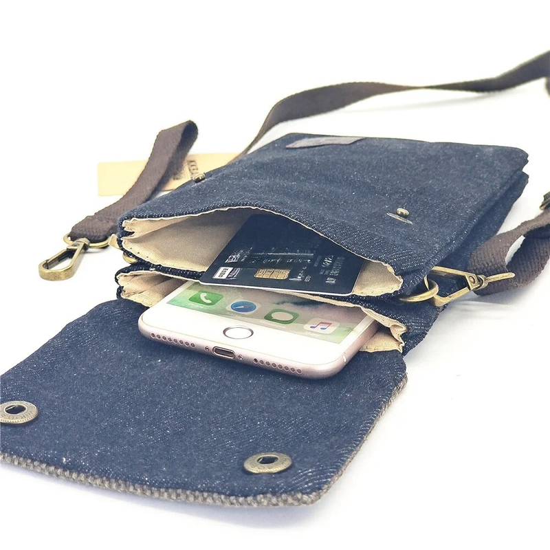 Denim Mobile Phone Bag Diagonal Cross Handbag Fashionable And Simple, Gender Neutral Small Bag For Men And Women, Change Mobile Phone Bag_voghion.com