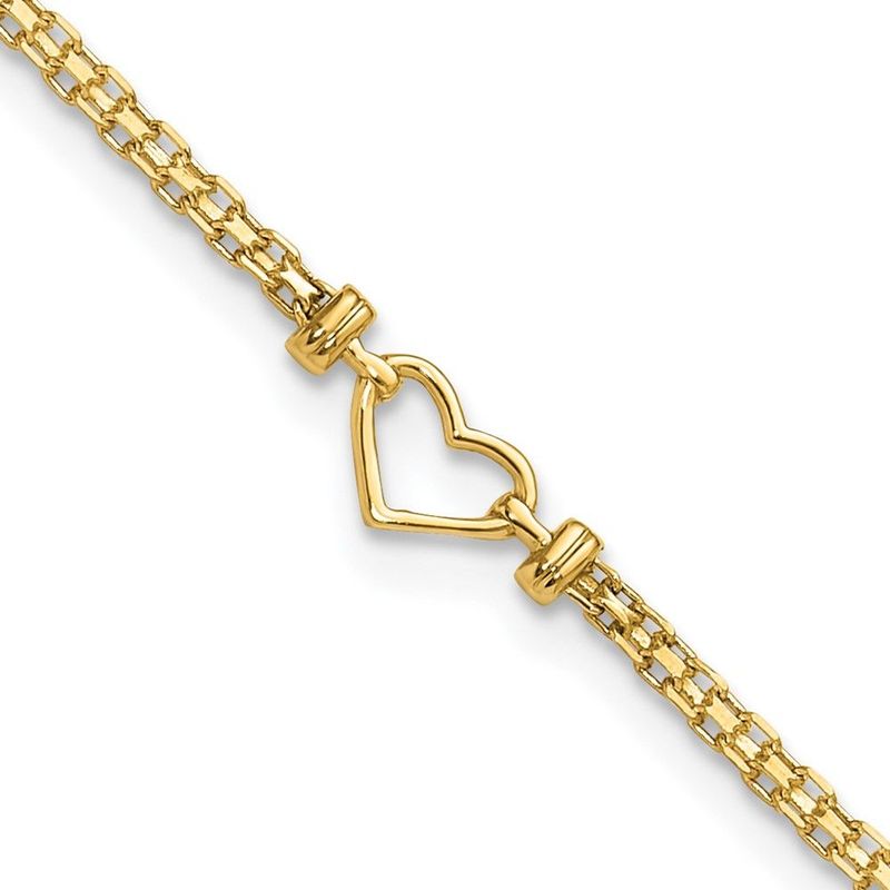 14k Fancy Heart 9inch Anklet_voghion.com
