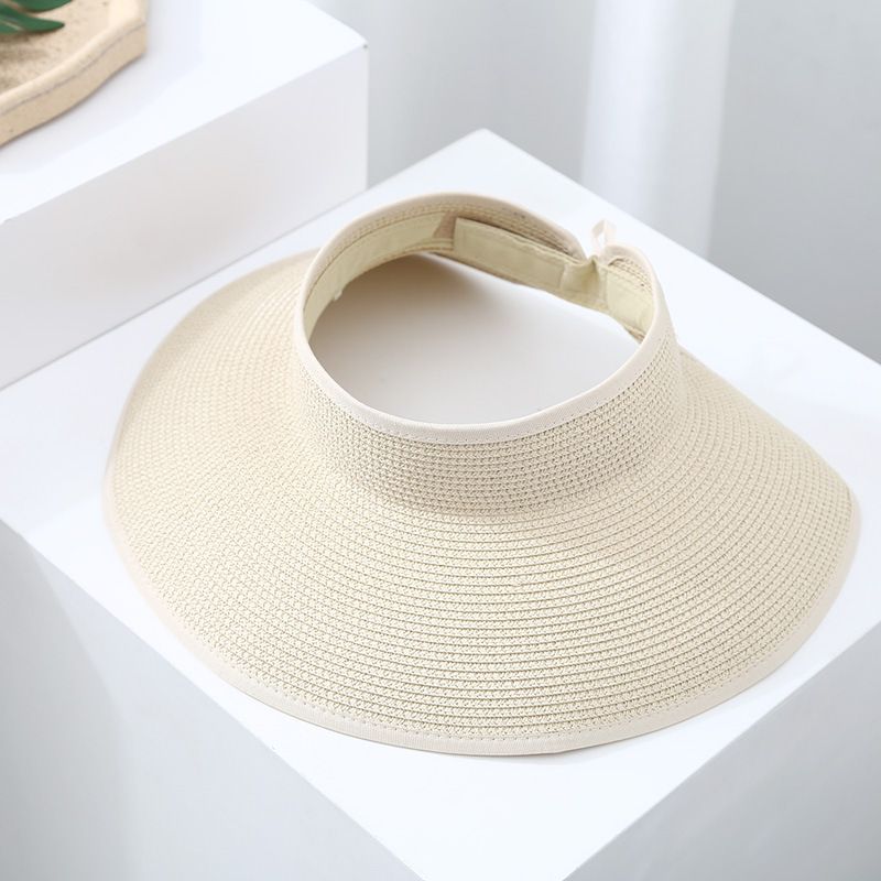 Cappello da spiaggia estivo da donna con tesa larga e protezione solare, in paglia, con ampia circonferenza della testa_voghion.com