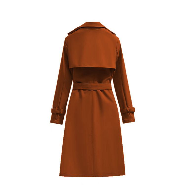 Trench elegante da donna a maniche lunghe, soprabito casual a doppio petto, vestibilità slim, con tasche, in 12 colori (S-3XL)_voghion.com