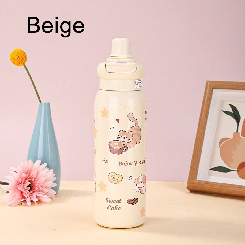 Mode Hochwertige Kawaii Element Kleine Tier Thermos Tasse Doppel Trinken Mit Stroh Wasser Tasse Student Praktische Wasser Tasse_voghion.com