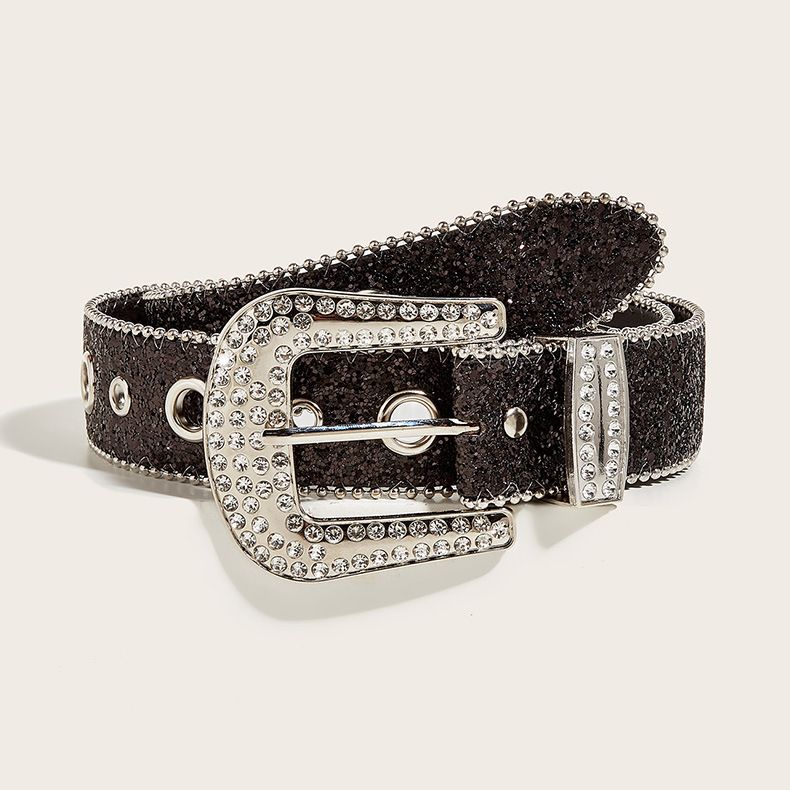 Nouvelle ceinture européenne et américaine pour filles sexy, mode féminine, style tendance et brillant, boucle diamant occidentale Y2K, ceinture large, chaîne de taille_voghion.com