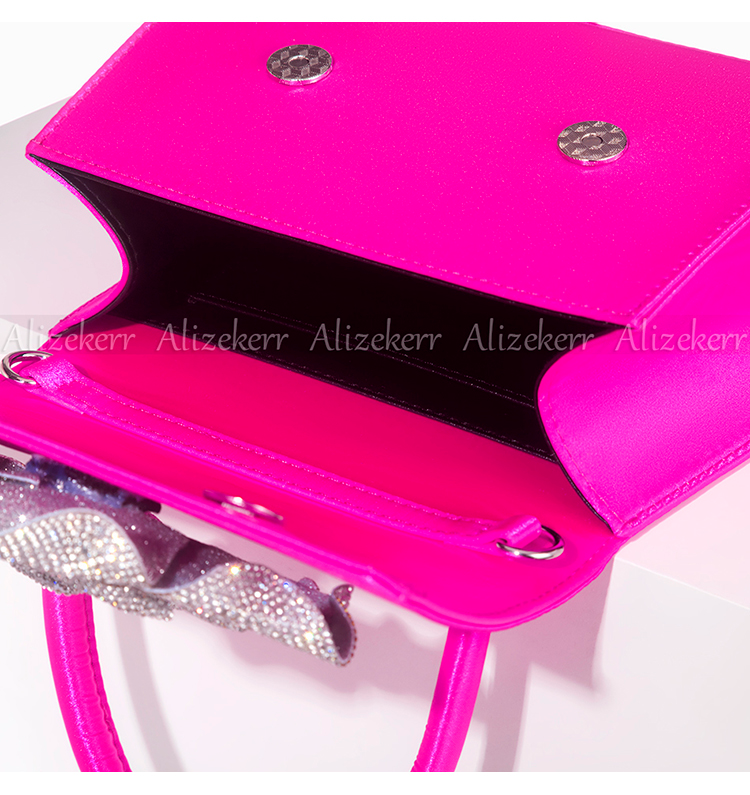 Splendide borse con strass rosa per donna Designer Boutique Bling Crstal Pochette in raso Matrimonio di alta qualità_voghion.com