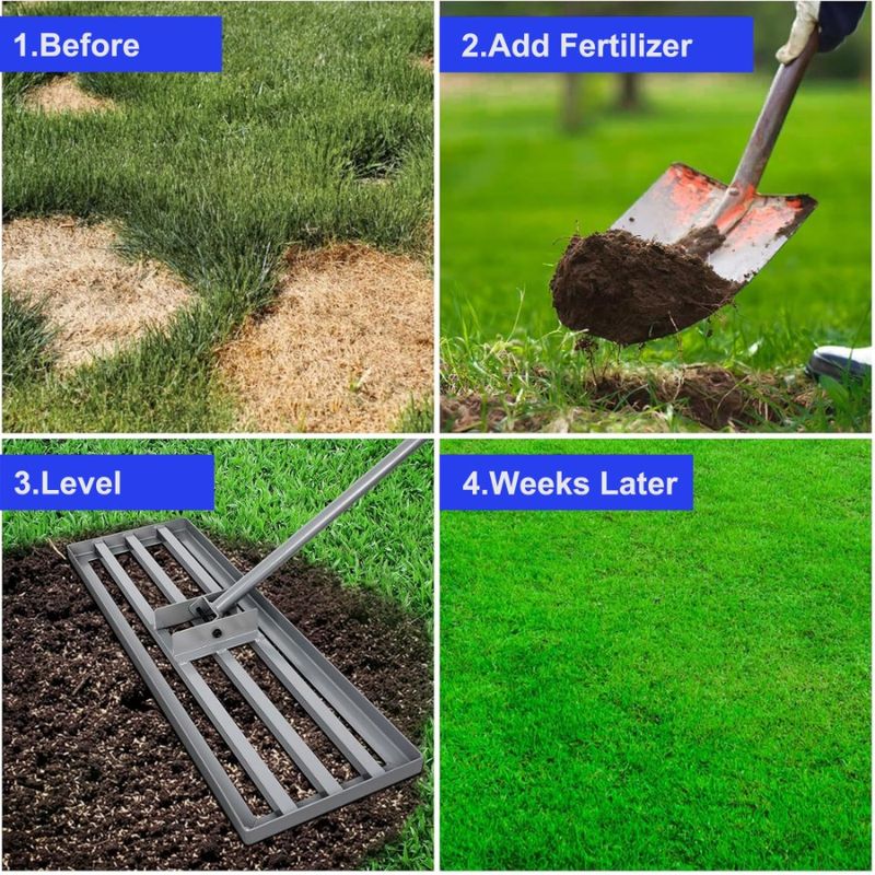 With 79.5 Leveling Duty Sand Lawn Golf Compost Farmland Heavy Tool Backyard Long Course Rake Handle Leveling Garden_voghion.com
