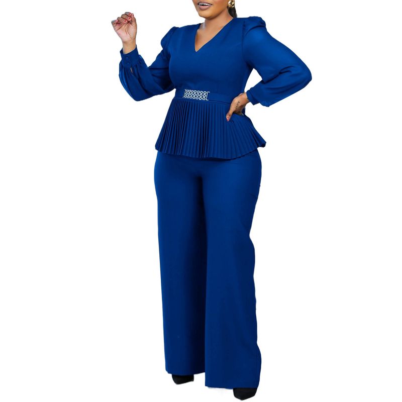 Ropa de mujer Nueva moda tradicional Tongle Top de manga larga Pantalones de pierna ancha Traje de dos piezas_voghion.com