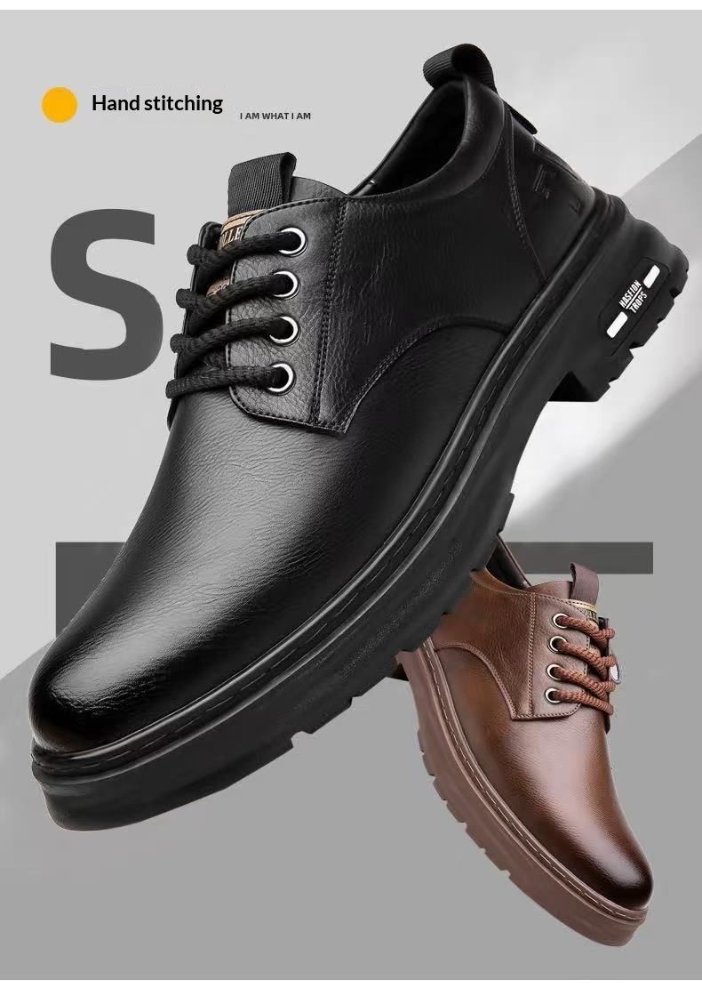 Glide Business Leather High-End Versatile Men's Martin Boots Comfortable Fashion Soft Sole Low-Top Casual Shoes Men_voghion.com