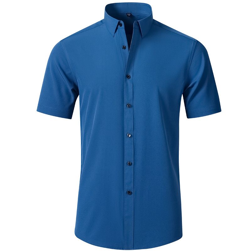 Camicia elasticizzata da uomo, maniche corte, non stirabile, vestibilità slim fit, taglia europea_voghion.com
