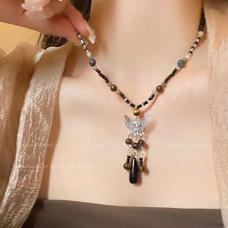 Kadınlar için Antik Zen Stili, Güvenli Tokalı Boyun Zinciri, Benzersiz Tasarım, Çok Yönlü Yeni Çin Kelebek Örgü Kolye_voghion.com