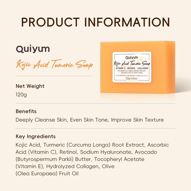 QUIYUM Sapone fatto a mano pulito all'acido cogico 120 g Sapone agli oli essenziali_voghion.com