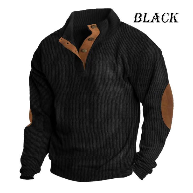 Sweter sztruksowy, sweter Henry, męski, swobodny, z długim rękawem_voghion.com
