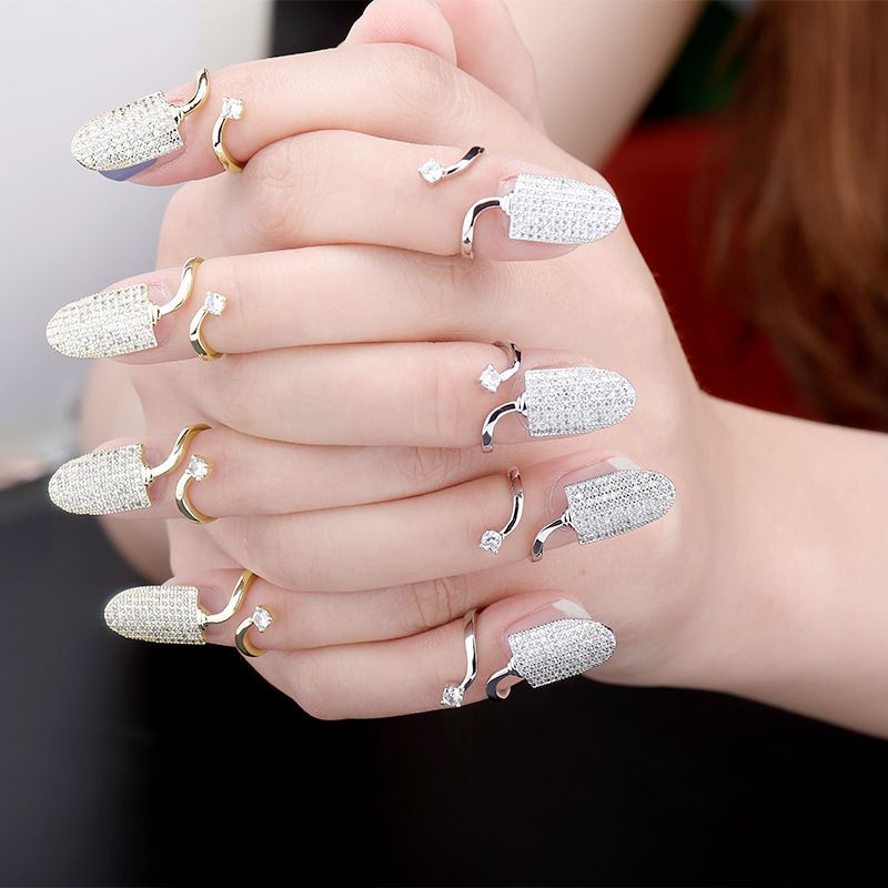 Nuevo anillo de uñas ajustable con apertura para los dedos, joyería de moda para mujer_voghion.com