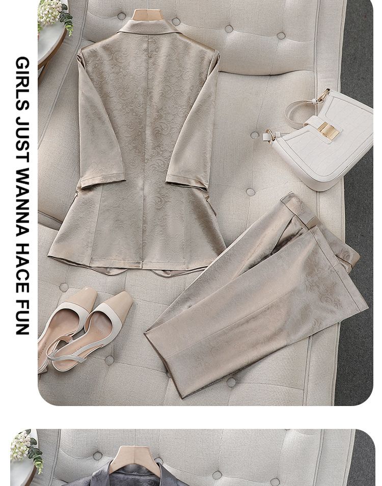 Elegant Pink Women's Suit Set - Premium Acetate Satin Blazer & Pants For Professional Office Wear(Available In 7 Sizes From S To XXXXL)_voghion.com