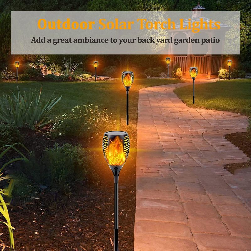 96 LED Outdoor Solar Torch Lights Waterproof Garden Patio Flickering Dancing Flame Lamp_voghion.com