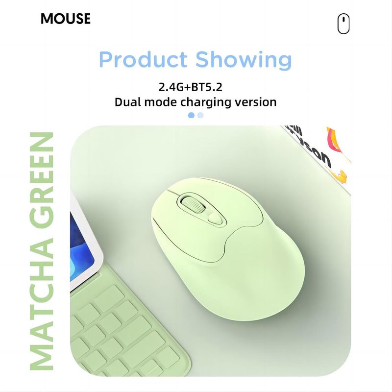 New dual-mode wireless mouse 2.4G+BT5.2 charging 4D silent ergonomics 1600dpi unisex_voghion.com