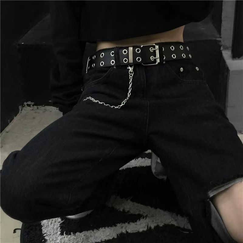 Gürtel weibliche koreanische Ins Hottie dunkle Persönlichkeit zweireihige Metallkette dekorative vielseitige Punk Herren Gürtel Flut_voghion.com